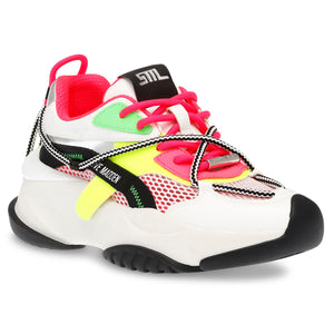 Bonanza Black / Fuchsia PU + Mesh - Scarpe Stringate Profilo Basso Donna Multicolore SMPBONANZA-BLAFUS . STEVE MADDEN 