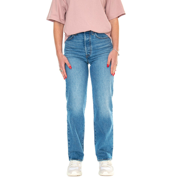 Ribcage Straight Ankle Dance Around Med Indigo Worn In - Pantaloni Denim Jeans Donna Blu 72693-0177 . LEVIS 