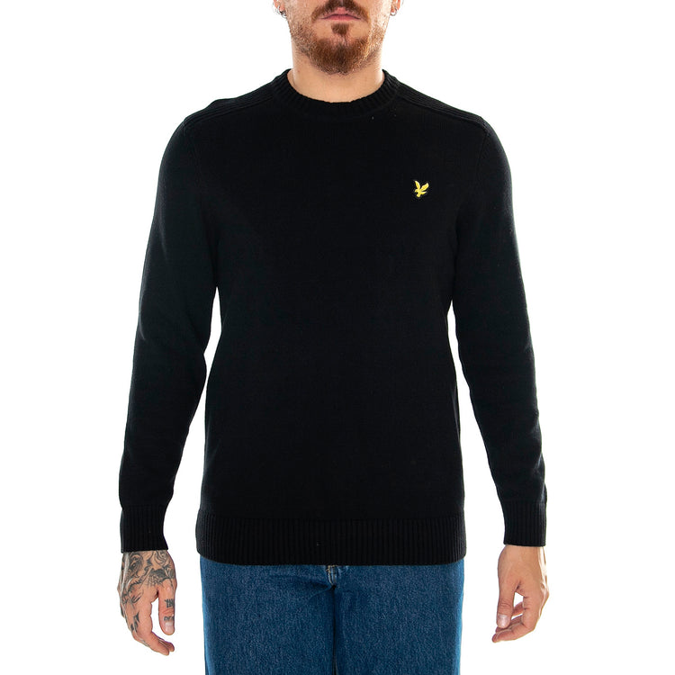 Shoulder Detail Crew Neck Jump Jet Black - Maglione Uomo Nero KN1925V-Z865 . LYLE & SCOTT 