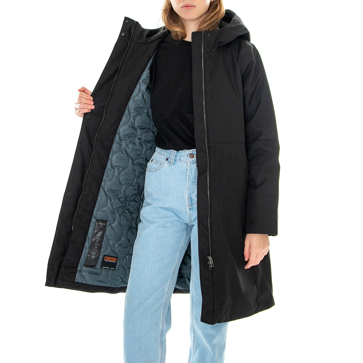 W´s Jacket Elvira Black Smart Cotton Blend - Giacca Invernale con Cappuccio Donna Nera 330735-110 . ELVINE 