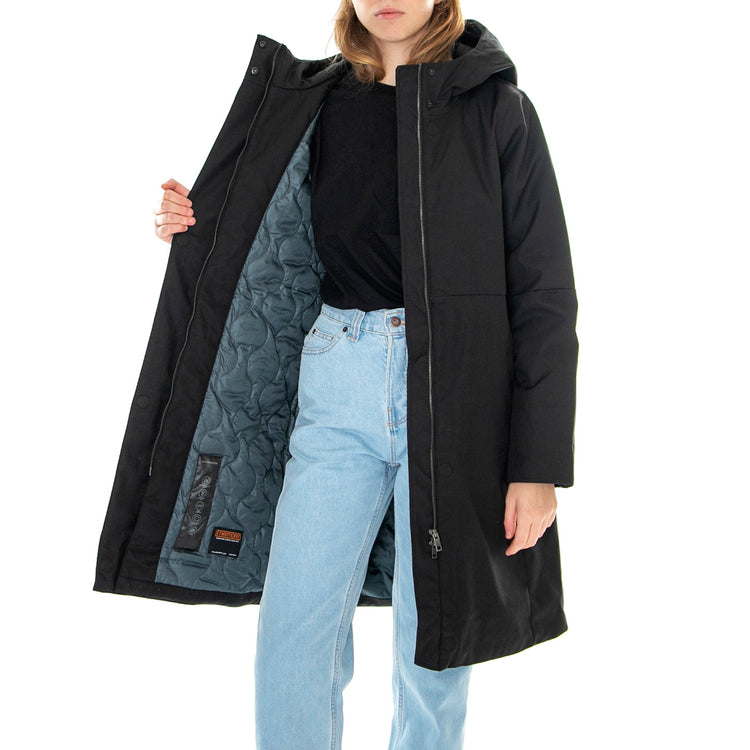 W´s Jacket Elvira Black Smart Cotton Blend - Giacca Invernale con Cappuccio Donna Nera 330735-110 . ELVINE 