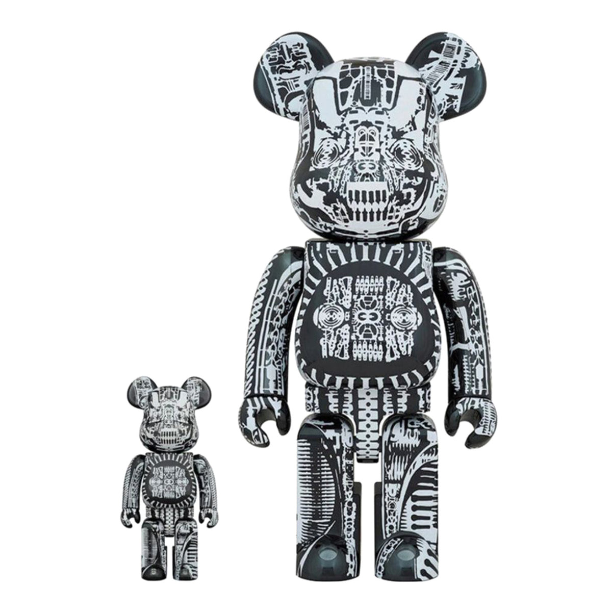Be@rbrick H.R. Giger Black Chrome Version 100% & 400% - Toy Multicolore MDTGIGER . MEDICOM TOY 