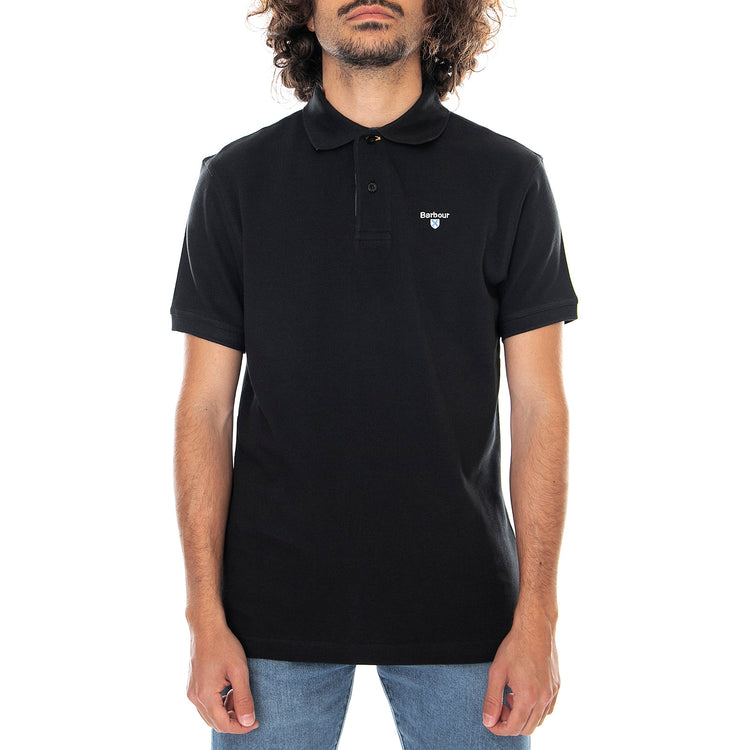 Mens Tartan Pique Polo Shirt - Black / Modern - Polo Uomo Nera MML0012BK . BARBOUR 