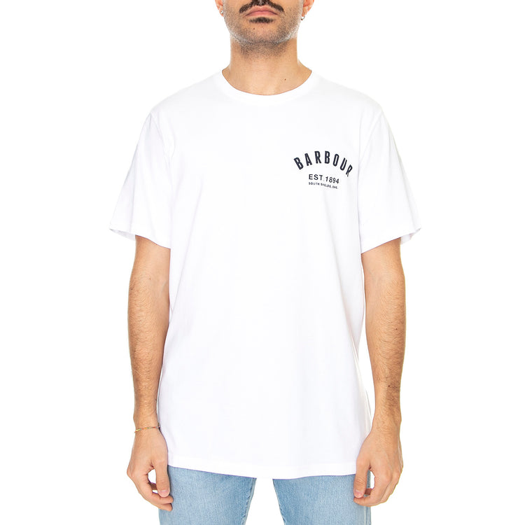 Preppy Tee White - Maglietta Girocollo Uomo Bianca MTS0502-WH11-SS23 . BARBOUR 