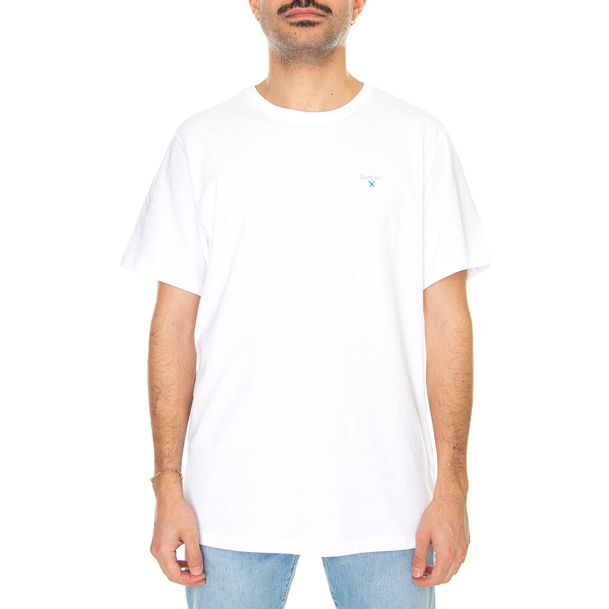 Tartan Sports Tee White - Maglietta Girocollo Uomo Bianca MTS0670-WH11-SS23 . BARBOUR 