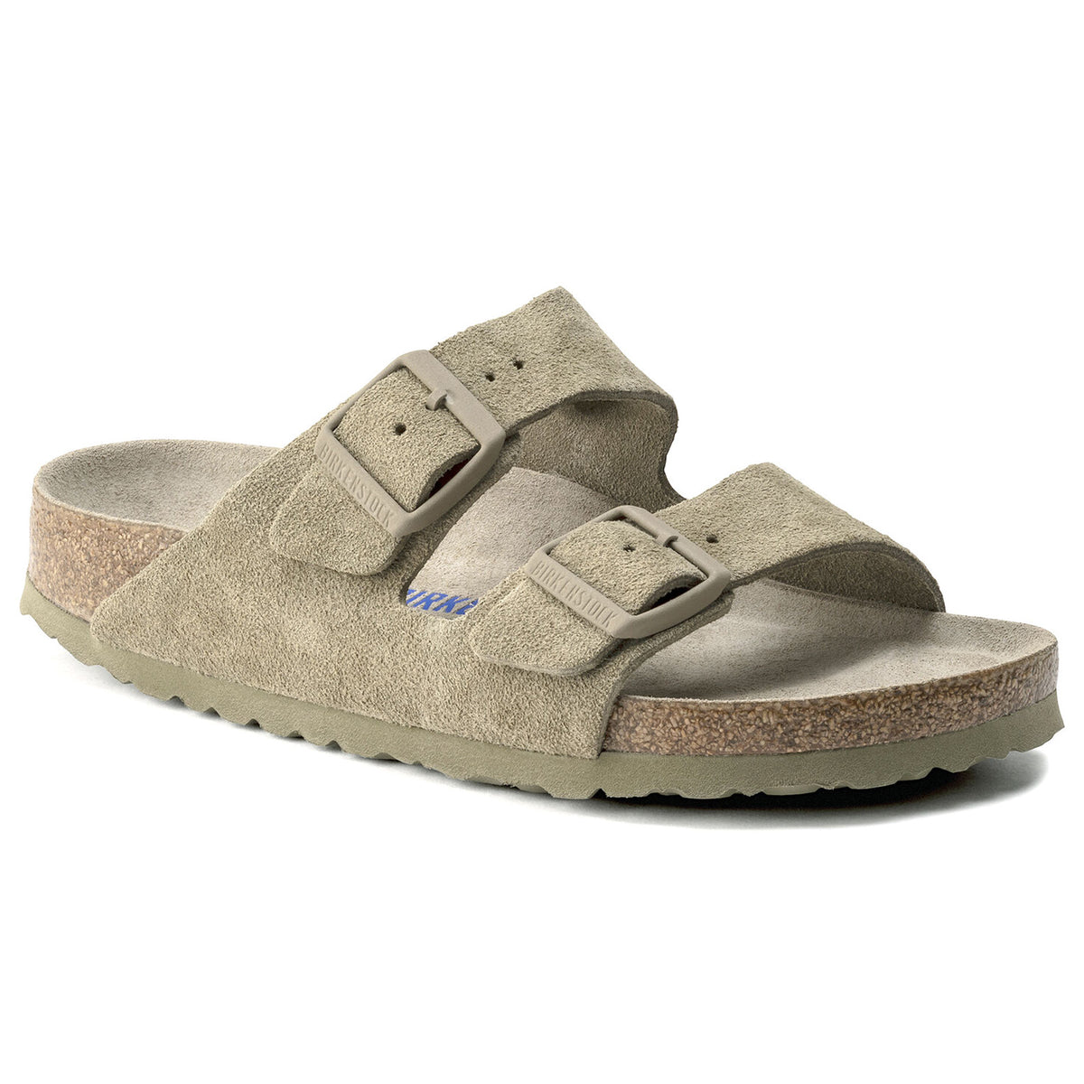 Mens Arizona SFB Suede Sandals - Faded Khaki - Sandali Uomo Verdi - Calzata Stretta 1019088 . BIRKENSTOCK 