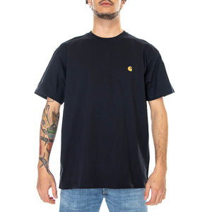 S/S Chase T-Shirt Dark Navy / Gold - Maglietta Girocollo Uomo Blu Scuro I026391-00HXX . CARHARTT WIP 