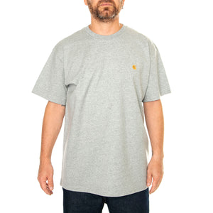 S/S Chase T-Shirt Grey / Gold - Maglietta Girocollo Uomo Grigia I026391-381 . CARHARTT WIP 