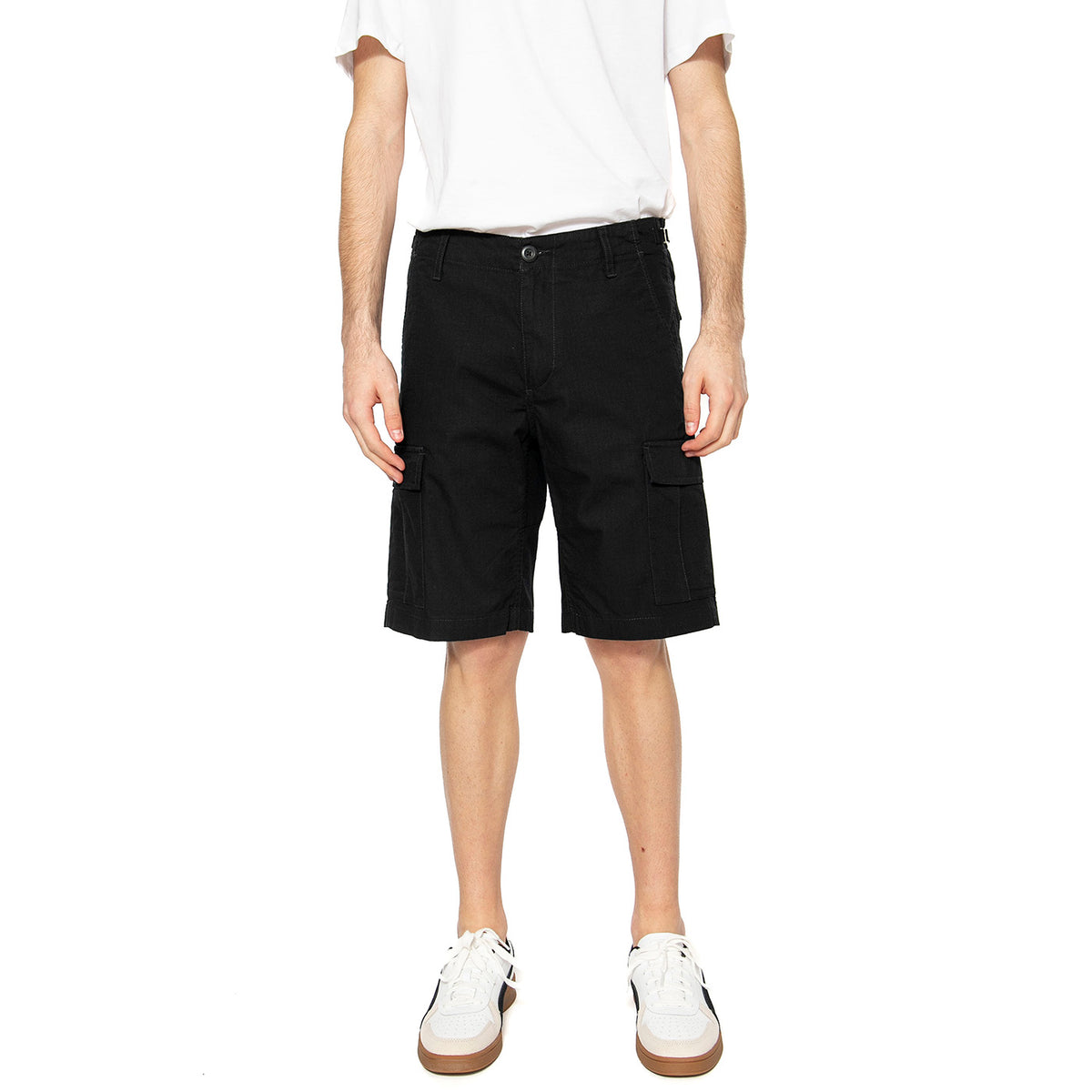 AVIATION SHORT BLACK RINSED - Bermuda Cargo Uomo Neri I028245.89.02.00 . CARHARTT WIP 
