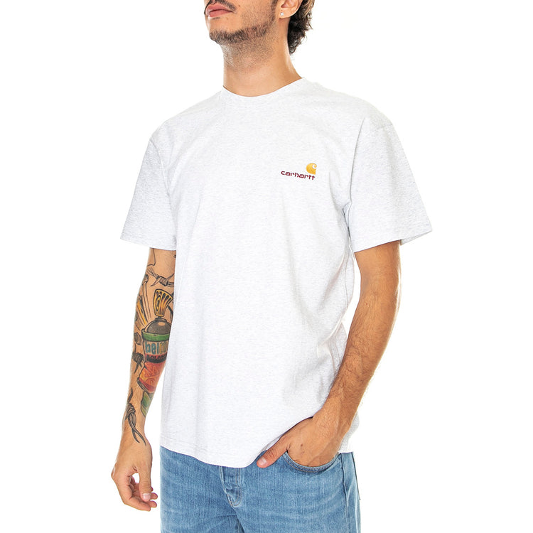 S/S American Script T-Shirt Ash Heather - Maglietta Girocollo Uomo Grigia I029956-482XX . CARHARTT WIP 