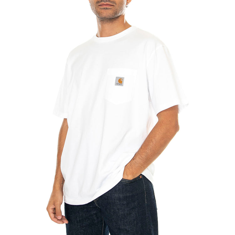S/S Pocket T-Shirt White - Maglietta Girocollo Uomo Bianca I030434-02XX . CARHARTT WIP 