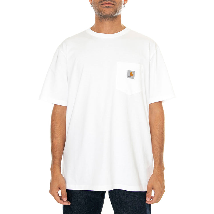 S/S Pocket T-Shirt White - Maglietta Girocollo Uomo Bianca I030434-02XX . CARHARTT WIP 