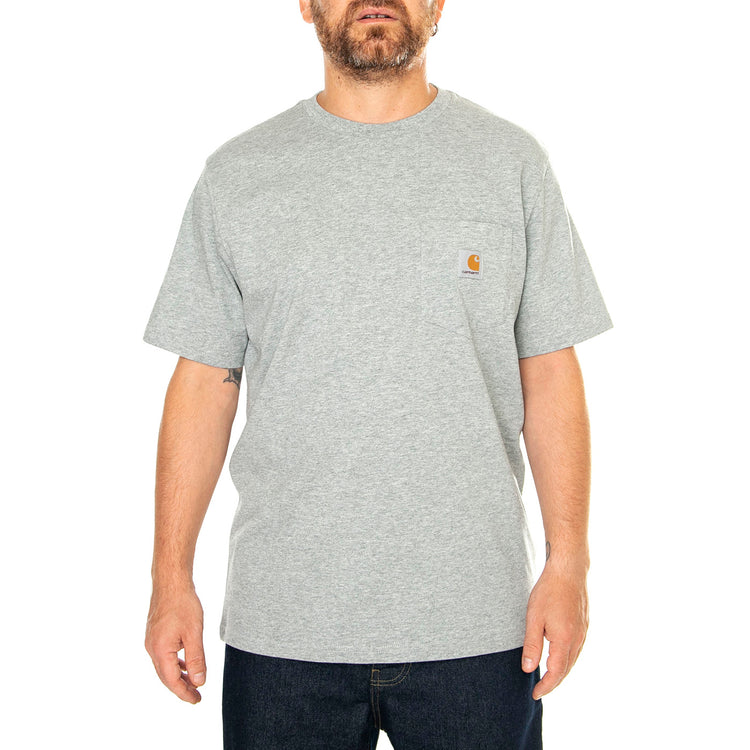 S/S Pocket T-Shirt Grey Heather - Maglietta Girocollo Uomo Grigia I030434.V6XX . CARHARTT WIP 