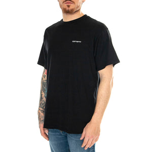S/S Script Embroidery T-Shirt Black / White - Maglietta Girocollo Uomo Nera I030435_0D2_XX . CARHARTT WIP 
