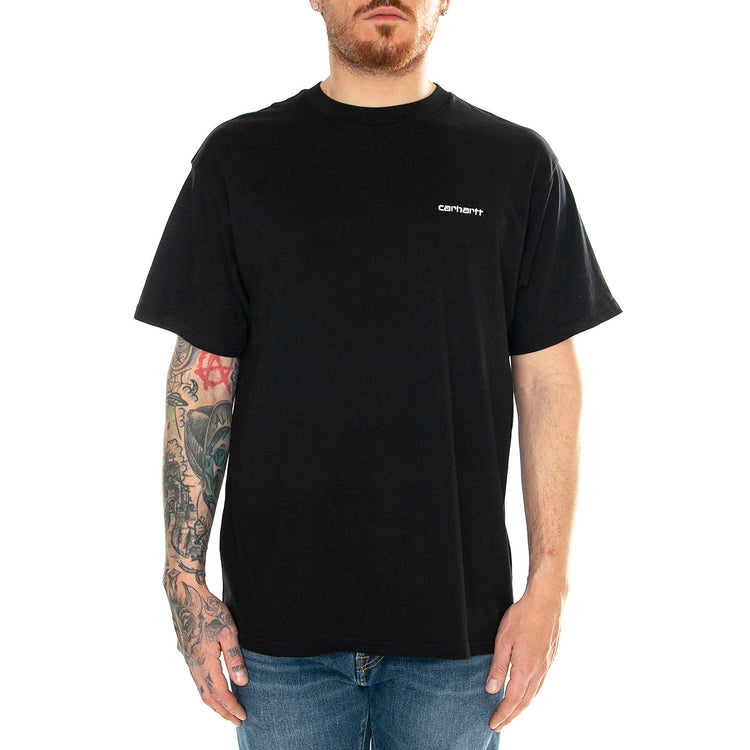 S/S Script Embroidery T-Shirt Black / White - Maglietta Girocollo Uomo Nera I030435_0D2_XX . CARHARTT WIP 