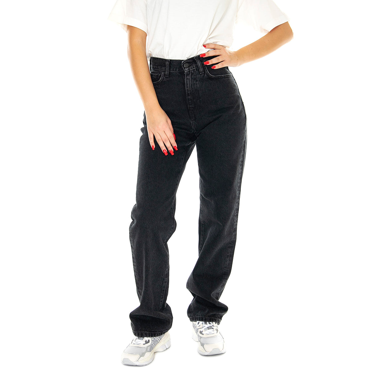 W' Noxon Pant Black /stone washed - Pantaloni Denim Jeans Donna Neri I031920.8906 . CARHARTT WIP 