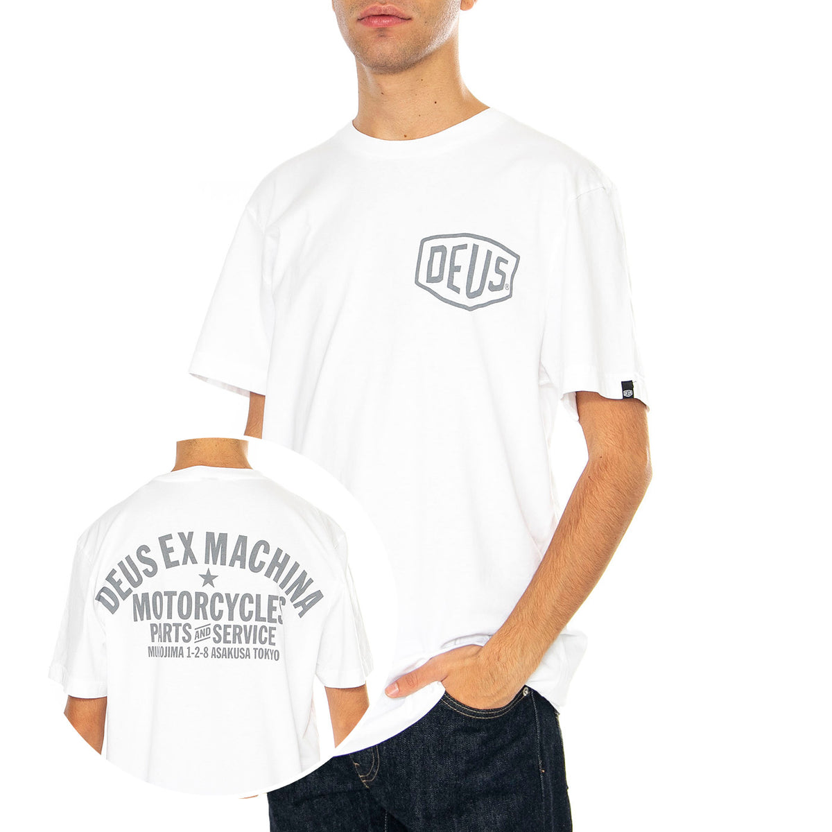 Tokyo Address White - Maglietta Girocollo Uomo Bianca T_DMW41808R-WHT . DEUS EX MACHINA 