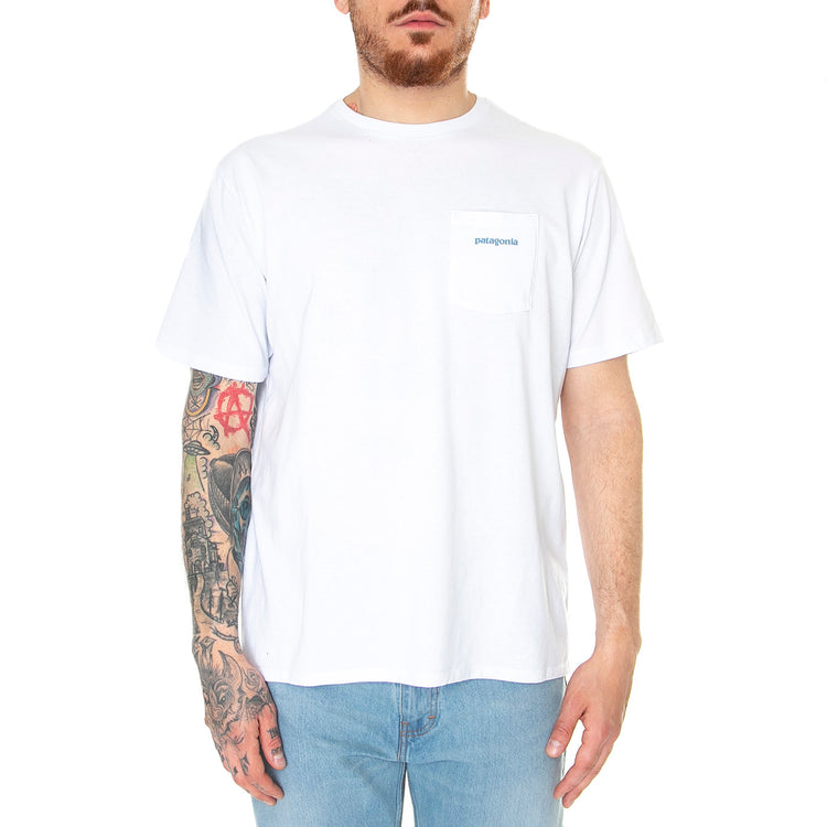 M's Boardshort Logo Pocket Responsibili-Tee White - Maglietta Girocollo Uomo Bianca 37655-WHI . PATAGONIA 
