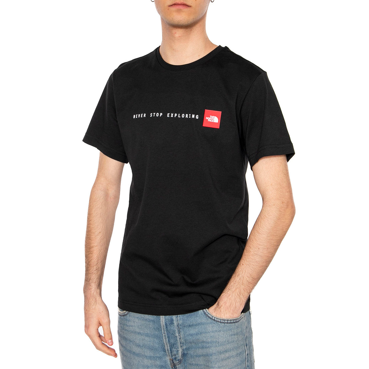 M S/S Never Stop Exploring Tee TNF Black - Maglietta Girocollo Uomo Nera NF0A87NSJK31 . THE NORTH FACE 