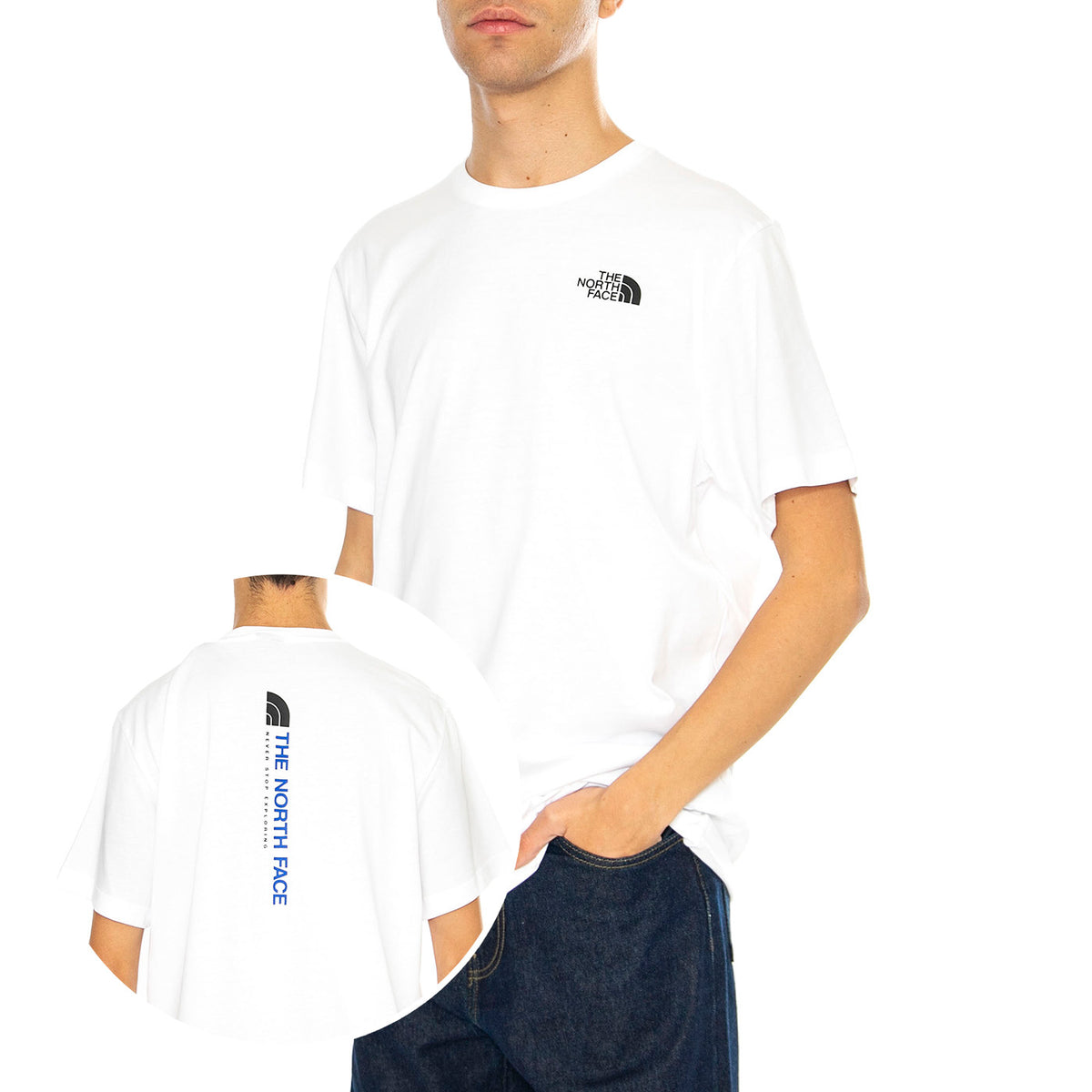 M Vertical SS Tee TNF White - Maglietta Girocollo Uomo Bianca NF0A89FPFN41 . THE NORTH FACE 