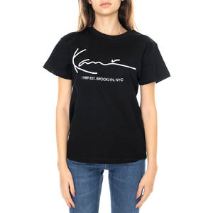 Signature T-Shirt - Black - Maglietta Girocollo Donna Nera KRCKKWQ32002BLK . KARL KANI 