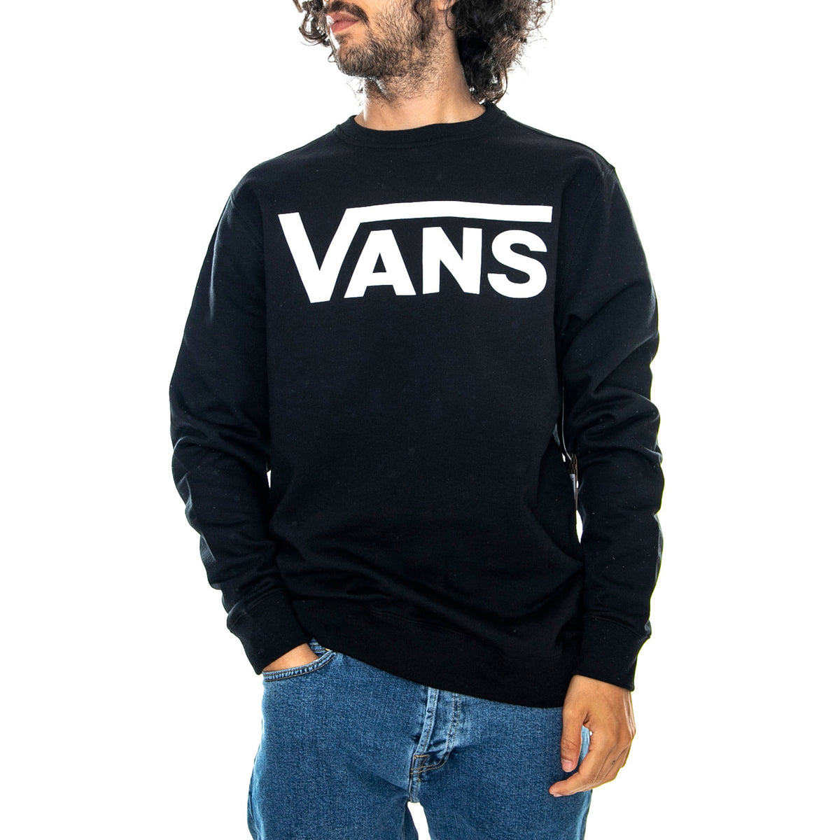 Mn Classic Crew - Black/White - Felpa Girocollo Uomo Nera VN0A456AY281 . VANS 