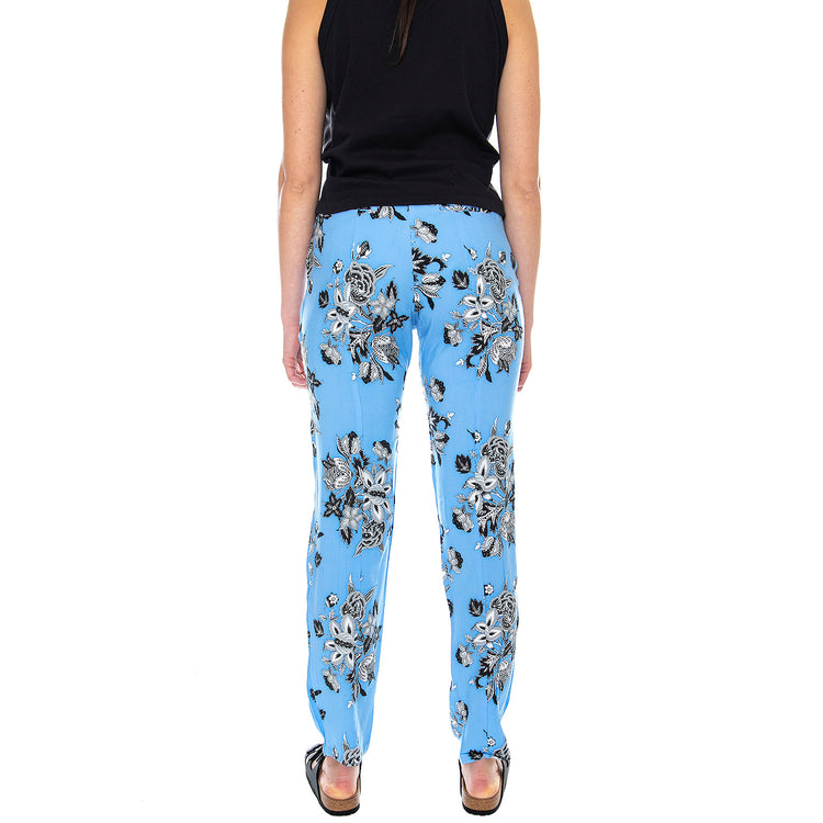 Jeanie Trousers - Morris Flowers - Pantaloni Donna Multicolore MRCJEAN TR13JEA-BLUE . MOTEL ROCKS 