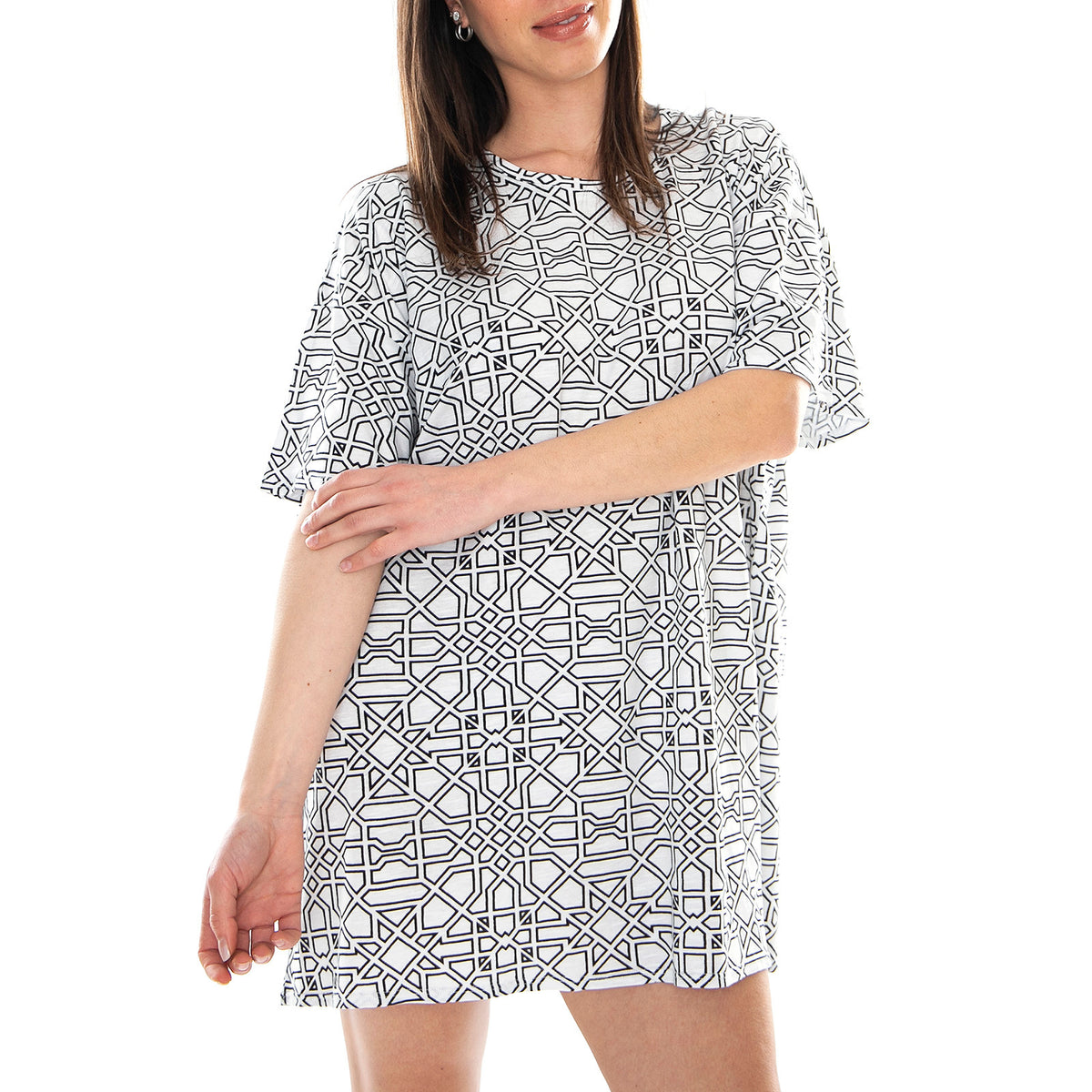 Major T-Geo Maze Dress - White - Abito Donna Bianco MRCMAJ TP13MAJ-GEO M . MOTEL ROCKS 
