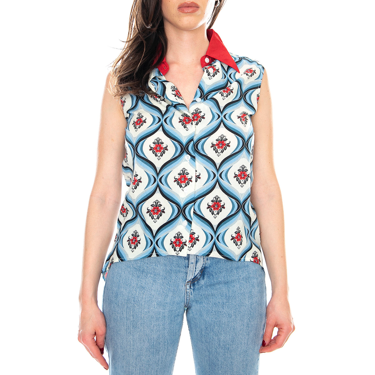 Matica Shirt - Retro Tile - Camicia Smanicata Donna Multicolore MRCMATICA SHT-RET TI . MOTEL ROCKS 