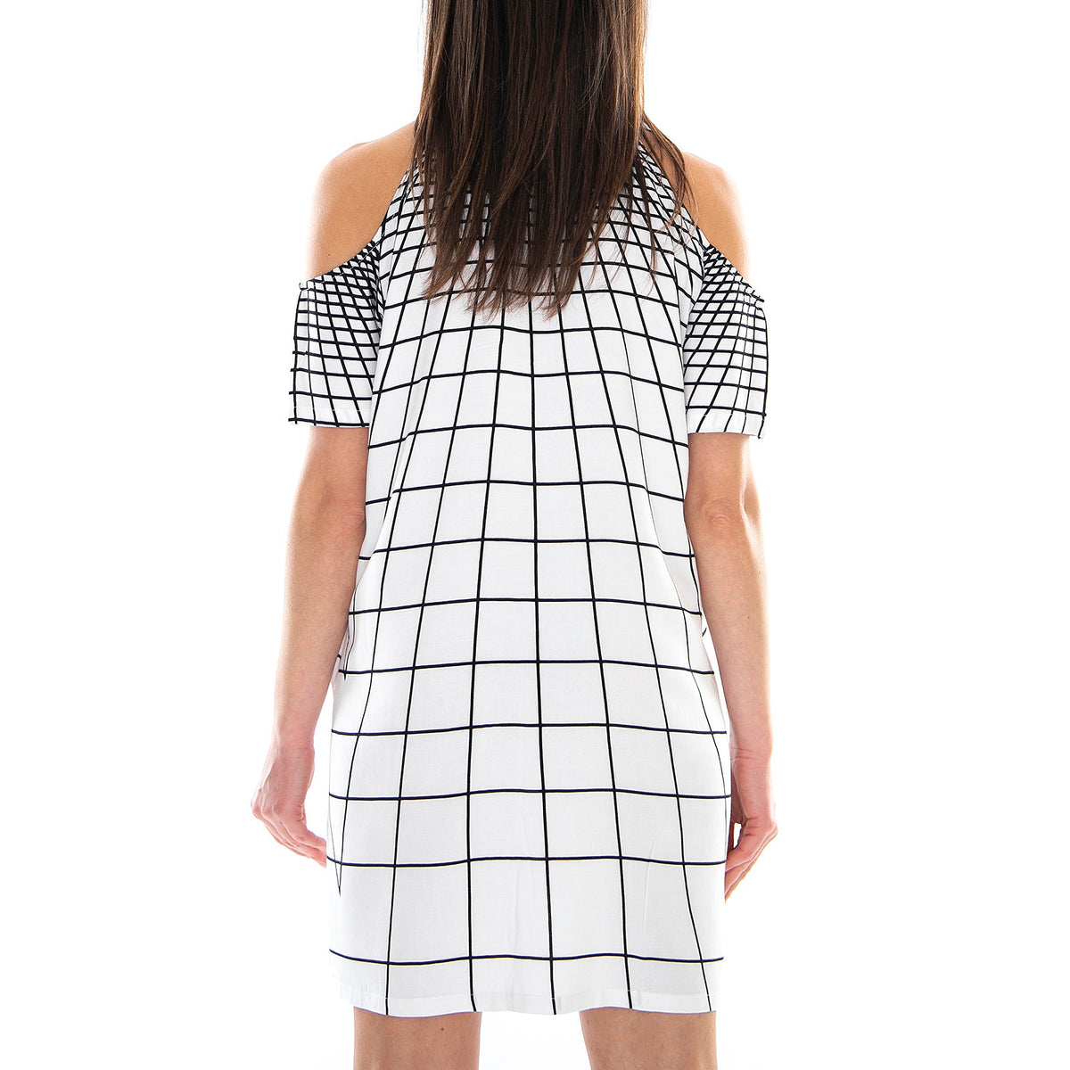 Sahara Dress - Tron Black / White - Abito Donna Bianco / Nero MRCSAH DR14SAH-TRON . MOTEL ROCKS 