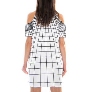 Sahara Dress - Tron Black / White - Abito Donna Bianco / Nero MRCSAH DR14SAH-TRON . MOTEL ROCKS 