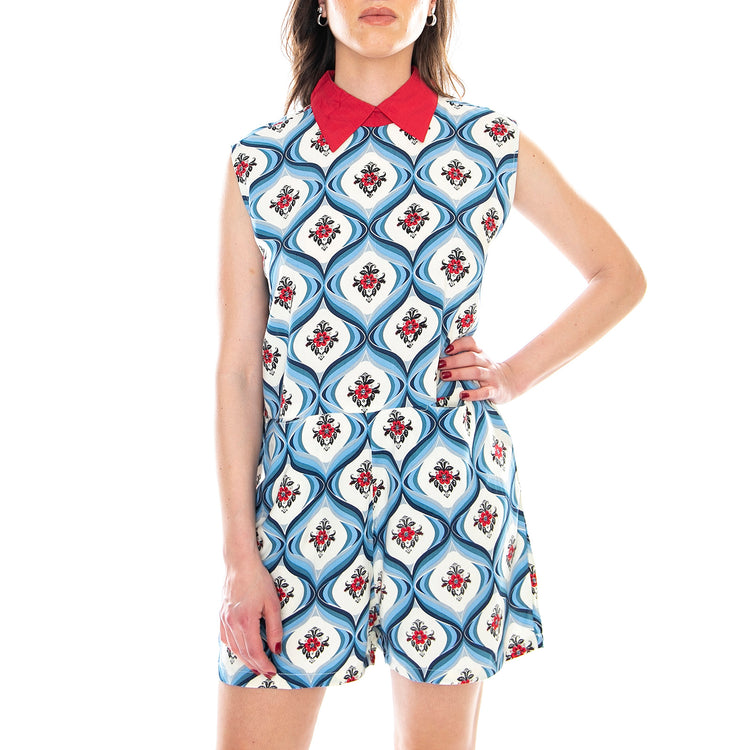 Stokes Playsuit Dress - Retro Tile - Abito Donna Multicolore MRCSTOKES PSUIT-RETR . MOTEL ROCKS 