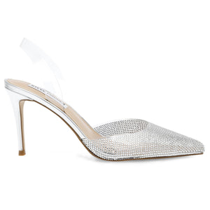 Lucyle Silver Clear Vinyl + Clear Stones - Scarpe Décolleté Donna Bianco / Argento SMSLUCYLE-SIL . STEVE MADDEN 