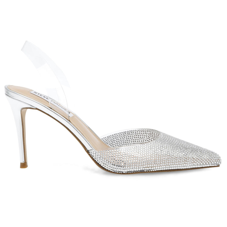 Lucyle Silver Clear Vinyl + Clear Stones - Scarpe Décolleté Donna Bianco / Argento SMSLUCYLE-SIL . STEVE MADDEN 