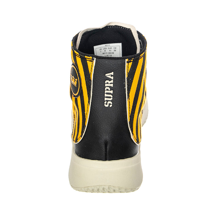 Statik - Scarpe Stringate Profilo Alto Uomo Gialle / Nere / Caution Stripe / Bone STATIK Caution Stripe-Bone . SUPRA 