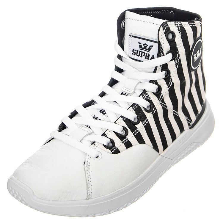 Statik - Scarpe Stringate Profilo Alto Uomo Bianche / Nere / Stripe STATIK White Stripe-White . SUPRA 