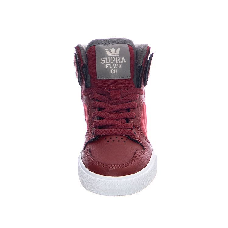 Kids Vaider Sneakers - Brick / White - Scarpe Stringate Profilo Alto Bambino Rosse / Bianche 58201-655-M . SUPRA 