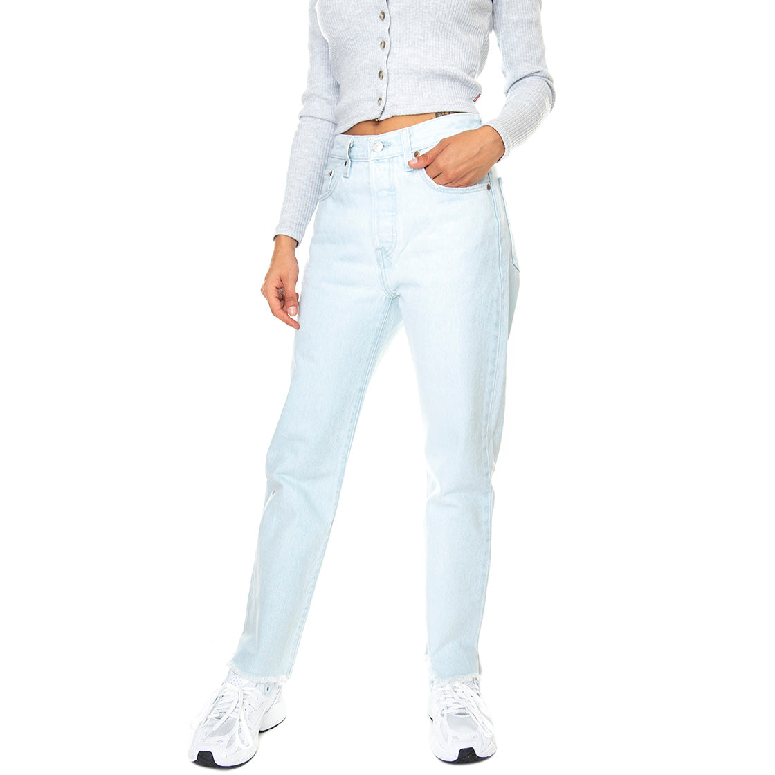 501 Crop Z5128 S Light Indigo Worn In - Pantaloni Denim Jeans Donna Blu 36200-0249 . LEVIS 