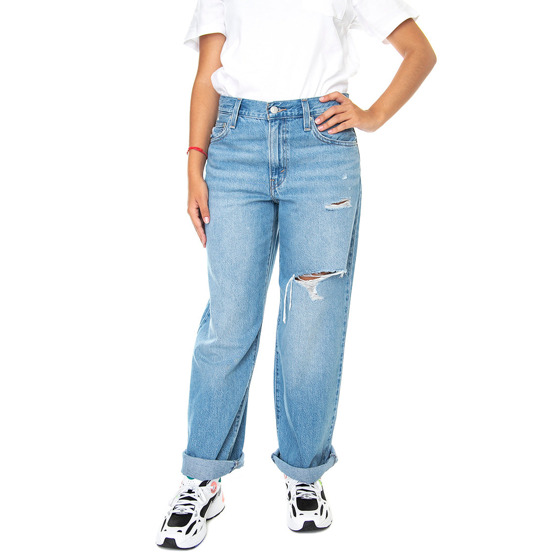 Baggy Dad Z5993 Medium Indigo Destructe - Pantaloni Denim Jeans Donna Blu A3494-0015 . LEVIS 