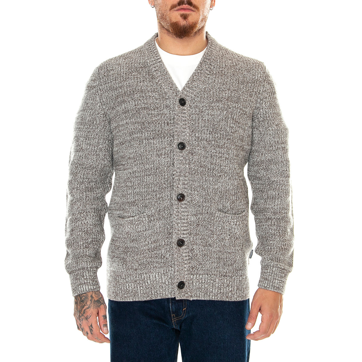 M' Sid Cardigan Stone Marl - Cardigan Uomo Grigio MKN1484-ST39-FW23 . BARBOUR 