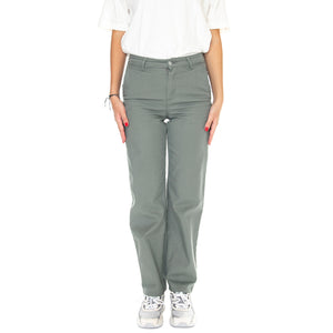 W' Pierce Pant Straight Smoke Green /rinsed - Pantaloni Donna Grigi I031554.1ND02 . CARHARTT WIP 