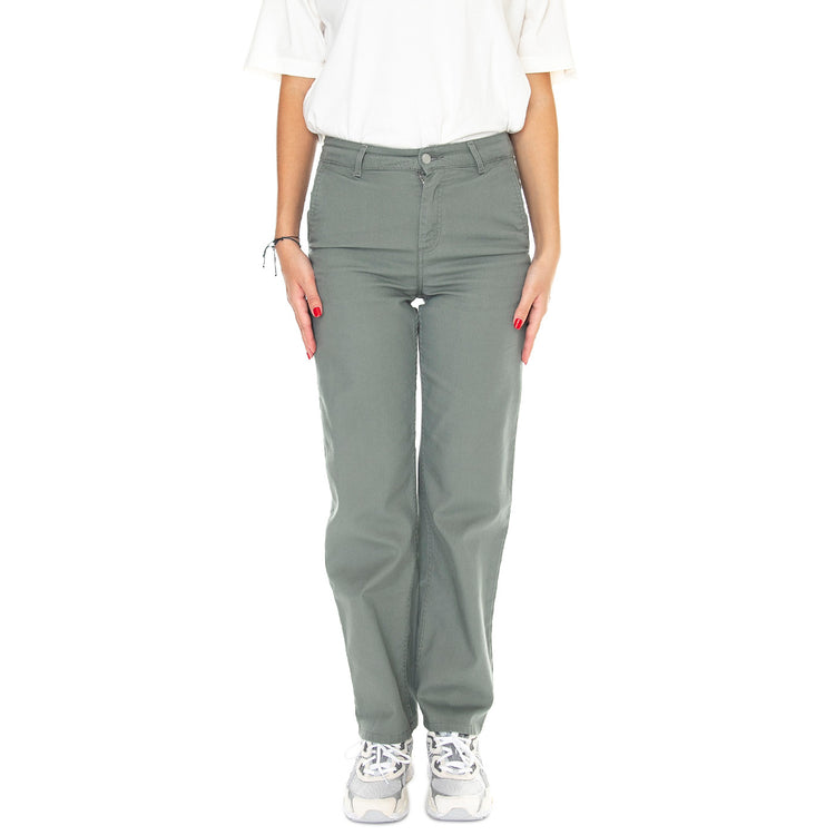 W' Pierce Pant Straight Smoke Green /rinsed - Pantaloni Donna Grigi I031554.1ND02 . CARHARTT WIP 