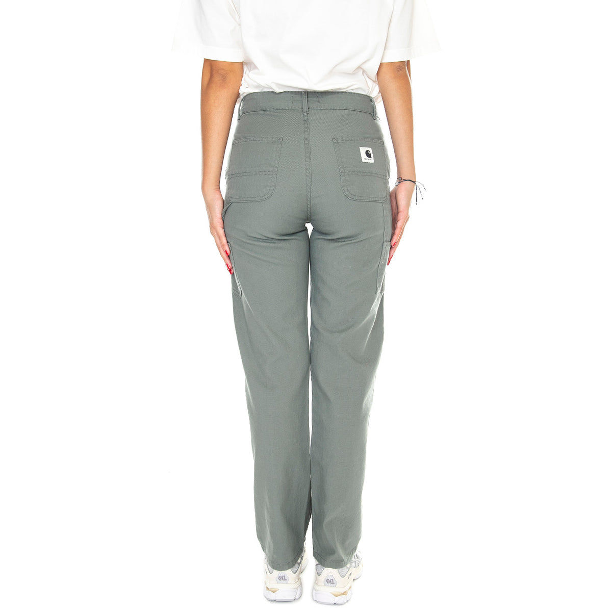 W' Pierce Pant Straight Smoke Green /rinsed - Pantaloni Donna Grigi I031554.1ND02 . CARHARTT WIP 