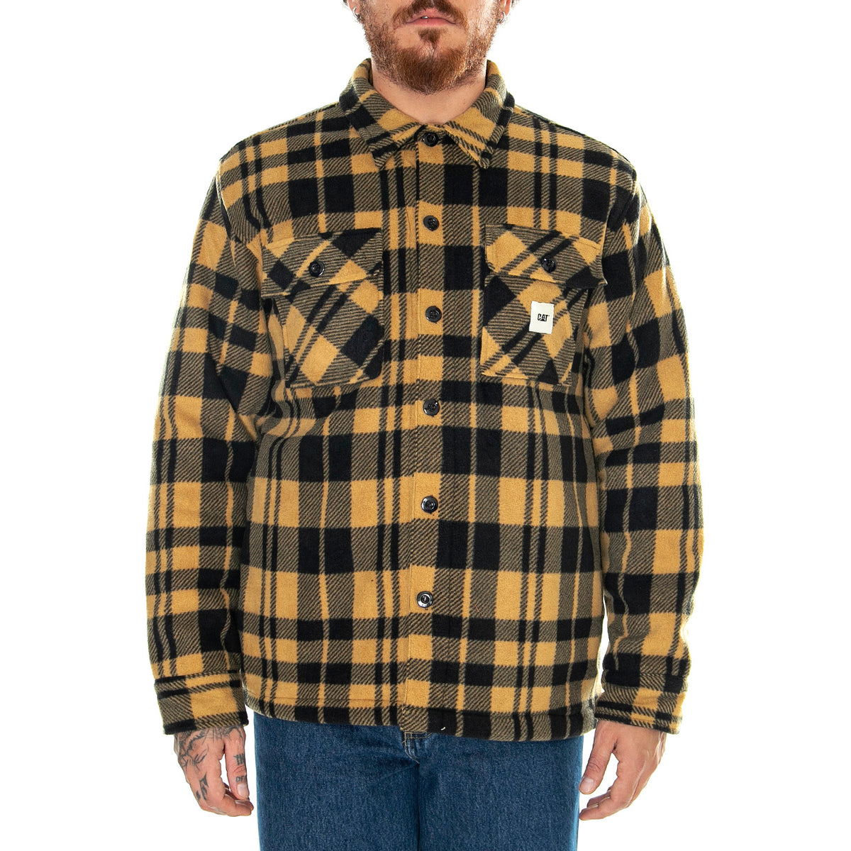 Plaid Shacket Yellow Check - Giacca Uomo Multicolore 6040057-13793 . CAT 