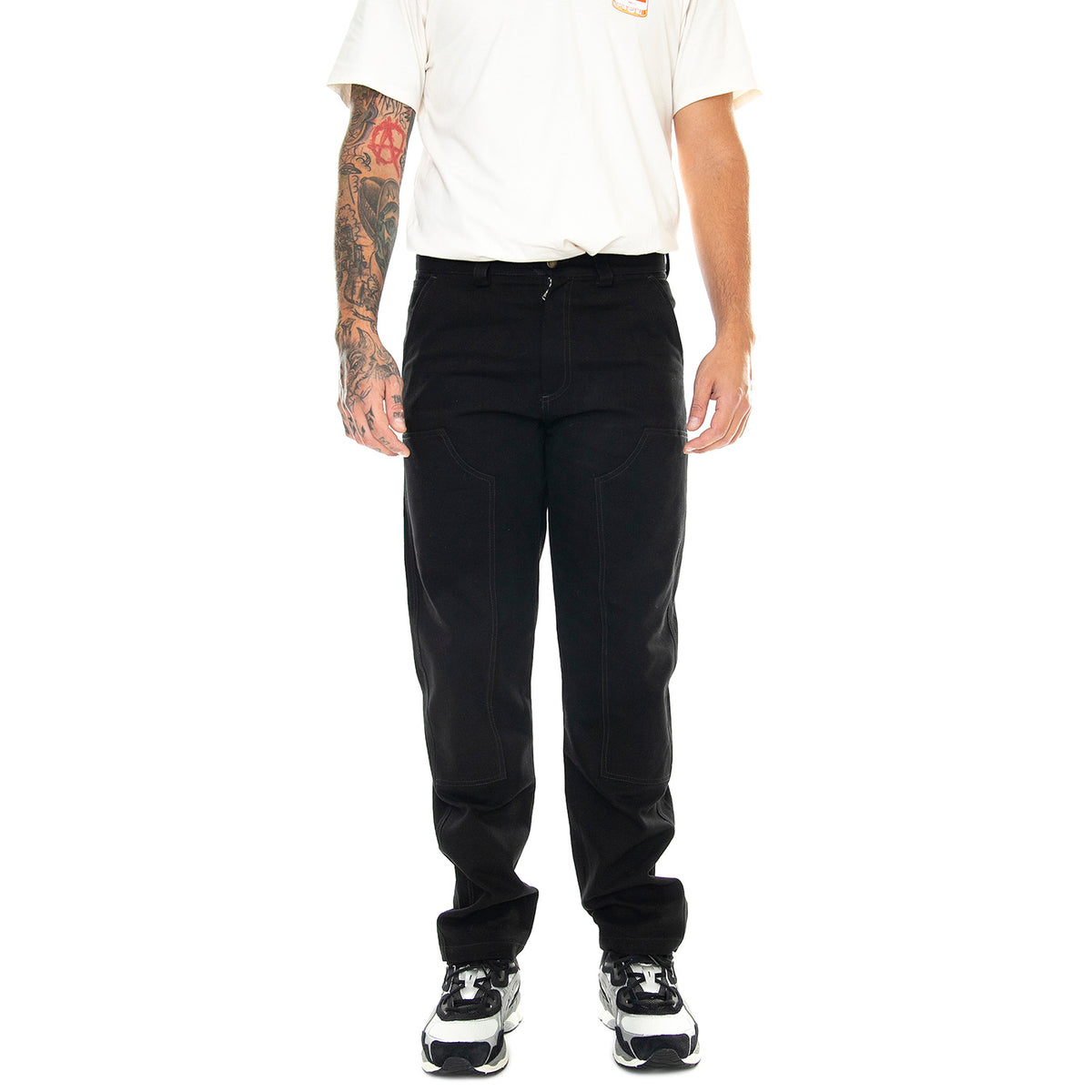 M' Double Knee Pants Black - Pantaloni Uomo Neri 6080123-10158 . CAT 