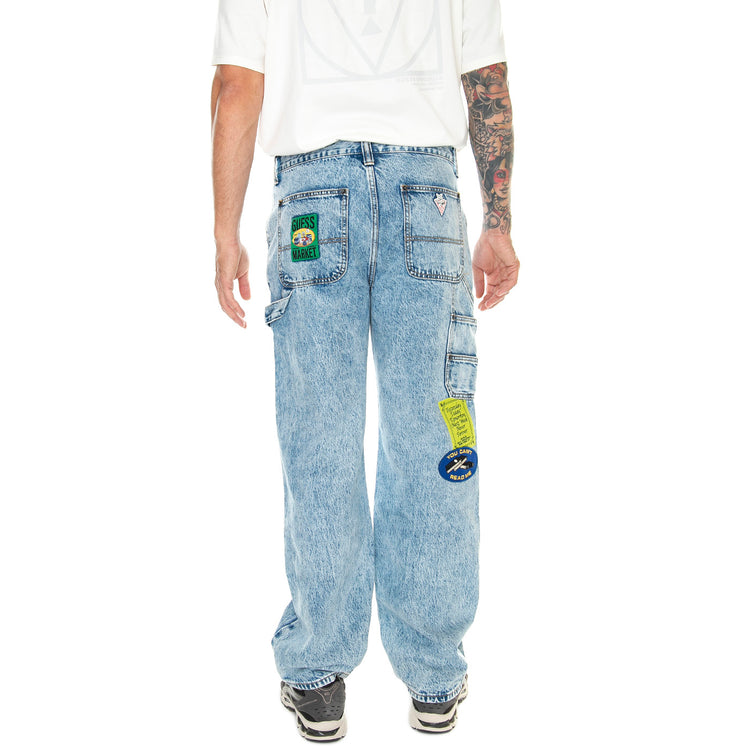 Go Market Carpenter Pant Acid Wash - Pantaloni Denim Jeans Uomo Blu M3BG43D4XY0-FB21 . GUESS ORIGINALS 