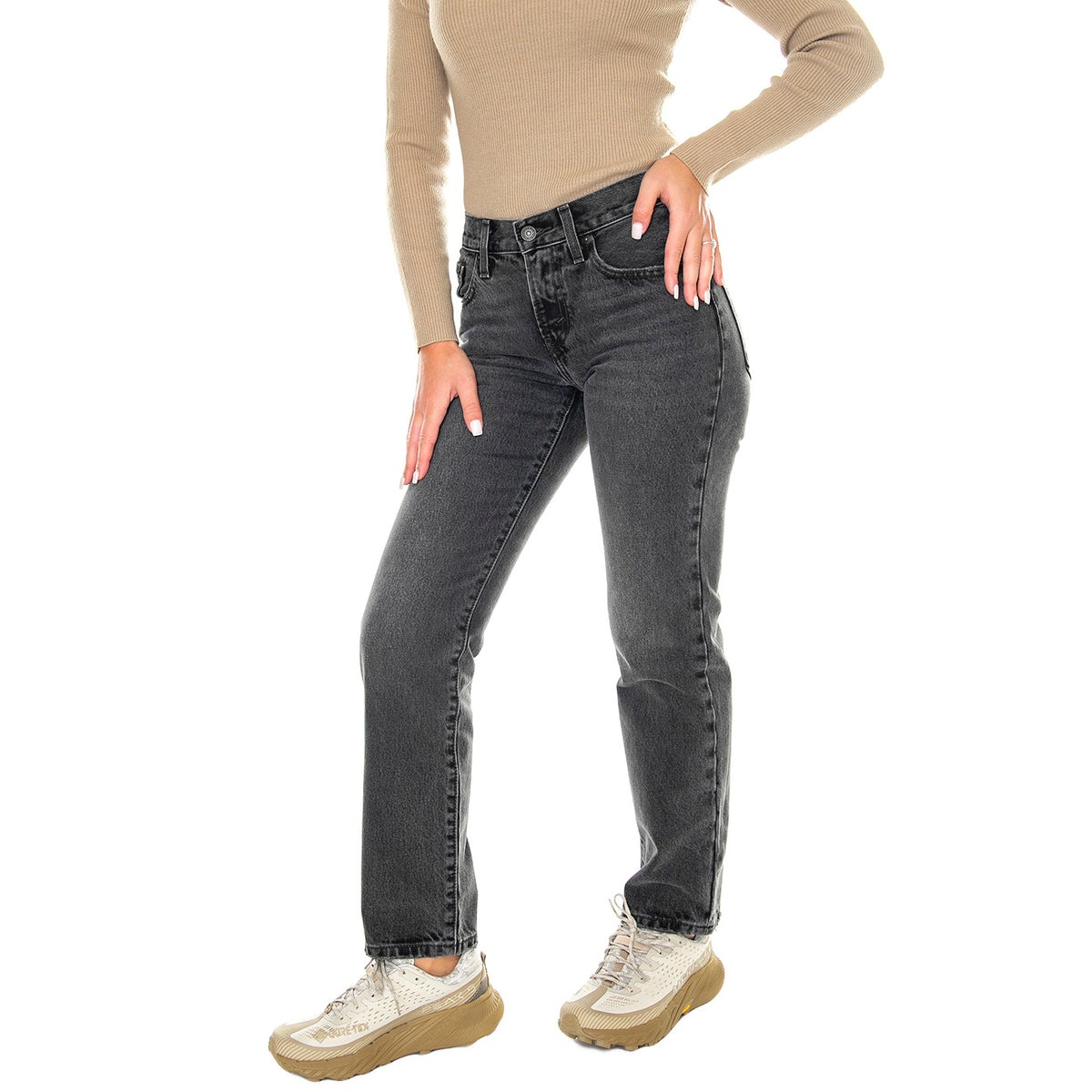 Middy Straight No Service Black - Pantaloni Denim Jeans Donna Grigi A4690-0000 . LEVIS 