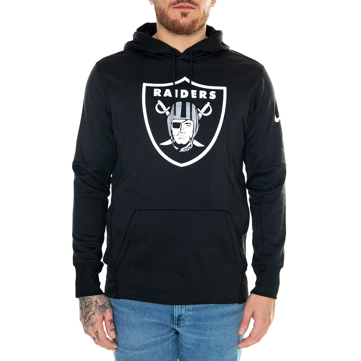Nike Prime Logo Therma Pullover Hoodie Las Vegas Raiders Black - Felpa con Cappuccio Uomo Nera NKAQ-00A-8D-CM9 . NIKE 