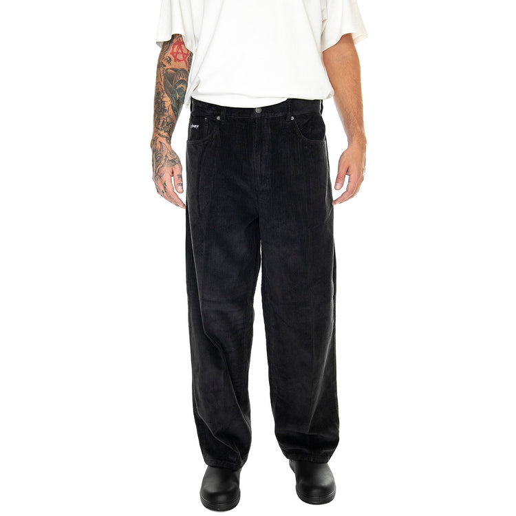 Bigwig Baggy Corduroy Pant Digital Black - Pantaloni Uomo Neri 142020218-DGB . OBEY 