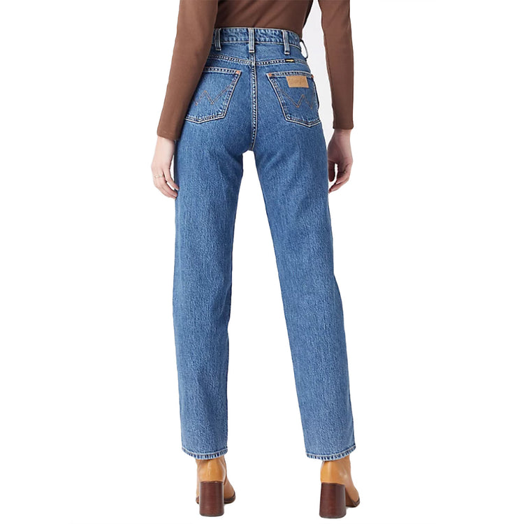 Mom Straight Winter Hue Denim Pants - Pantaloni Denim Jeans Donna Blu W27M16Z18 . WRANGLER 